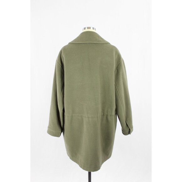 LOVE MOSCHINO Olive Green Felted Wool Car Coat, Size 2 - Picture 3 of 15